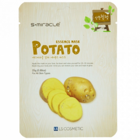 Made in Korea - Маска для лица с экстрактом побегов картофеля S+miracle Potato Essence Mask 1 шт