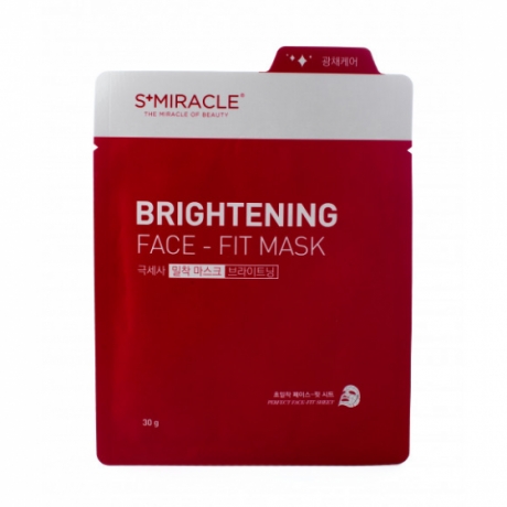 Made in Korea - Маска для лица Придающая Сияние s+miracle Brightening Face Fit Mask 1 шт.