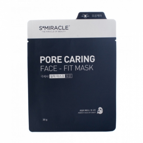 Made in Korea - Маска для лица Очищающая s+miracle Pore Caring Face Fit Mask 1 шт.