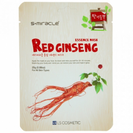 Made in Korea - Маска для лица с экстрактом женьшеня S+miracle Red Ginseng Essence Mask 1шт