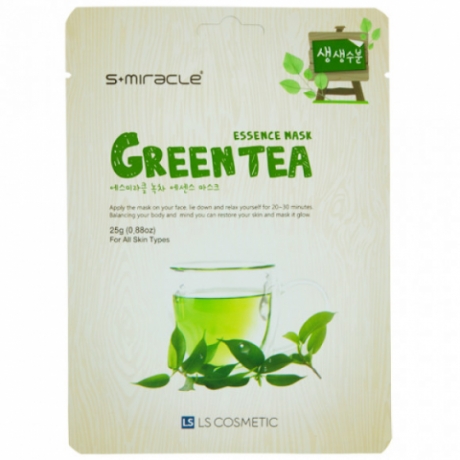 Made in Korea - Маска для лица с экстрактом зеленого чая S+miracle Green Tea Essence Mask 1 шт.